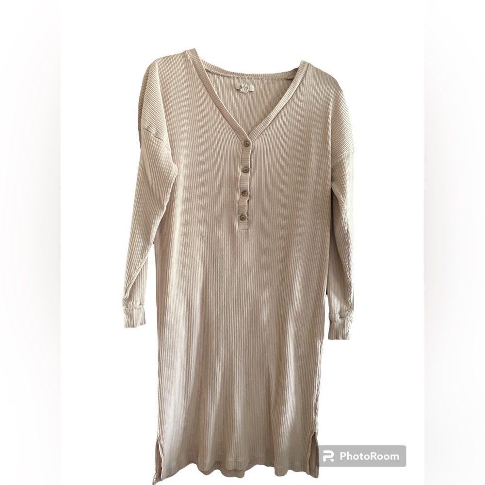 Madewell light pink ribbed long sleeve dress medium
